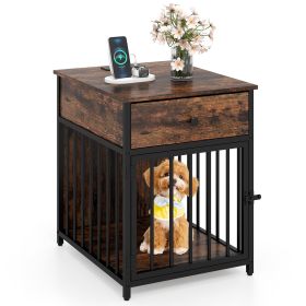 Dog Crate Furniture for Small Dogs Wooden Puppy Kennel with Charging Station
