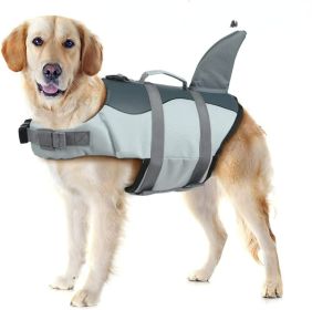 Dog Life Jacket Shark; Dog Lifesaver Vests with Rescue Handle for Small Medium and Large Dogs; Pet Safety Swimsuit Preserver for Swimming Pool Be (colour: Rose, size: L)