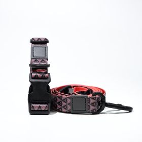 Trendy Printed PVC Dog Leash & Collar Set, Waterproof Durable Pet Lead with Unique Pattern, Adjustable for Small Medium Large Dogs (Pattern: Red 3D Cube, size: M)